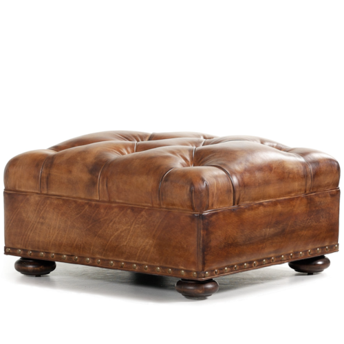 Traditional Author Ottoman with Nailheads