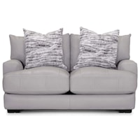 Contemporary Stationary Loveseat with Track Armrests