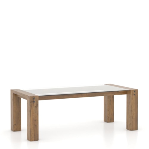 Industrial Customizable Glass Top Dining Table