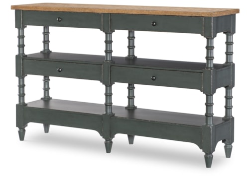 Transitional Turned Leg Storage Console