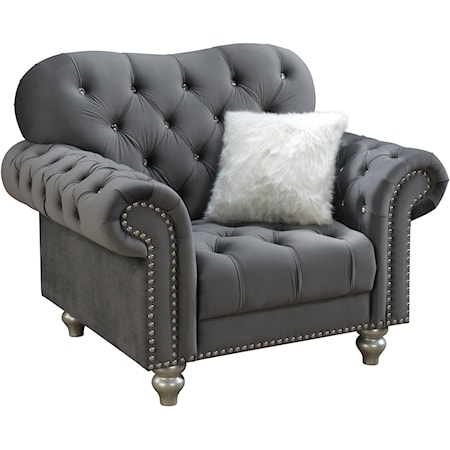 Upholstered Button-Tufted Accent Chair