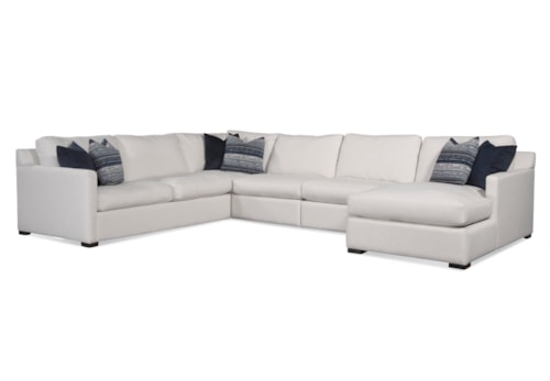 Transitional 5-Piece Sectional Sofa with Throw Pillows
