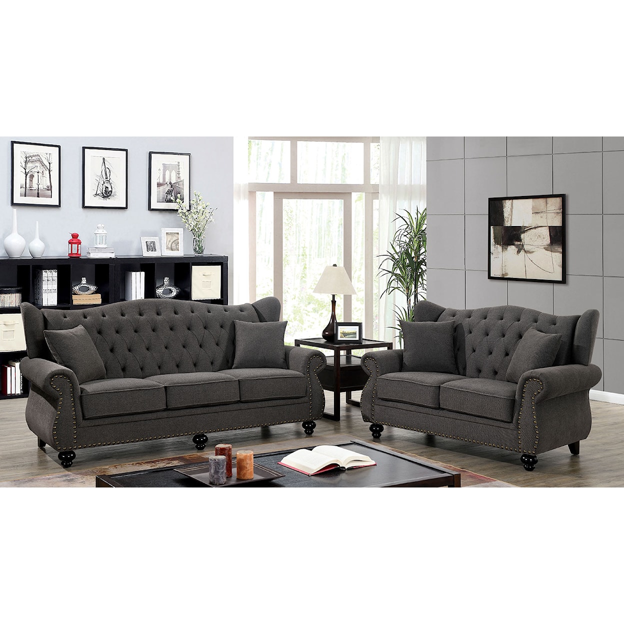 Furniture of America Ewloe Sofa and Loveseat Set 
