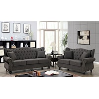 Transitional Sofa and Loveseat Set with Nailhead Trim 