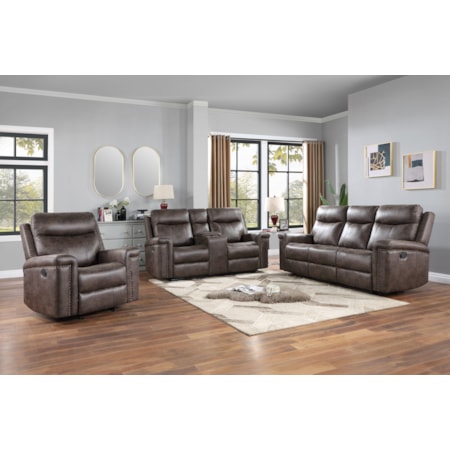 Quade Loveseat W/ Dual Recliners-Mocha