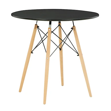 Round Dining Table with Black Top