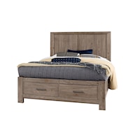 Transitional Rustic King Storage Bed