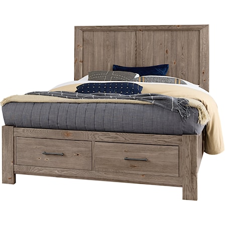 Transitional Rustic Queen Storage Bed