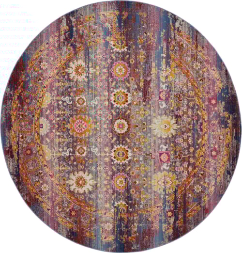 6'  Red/Multicolor Round Rug