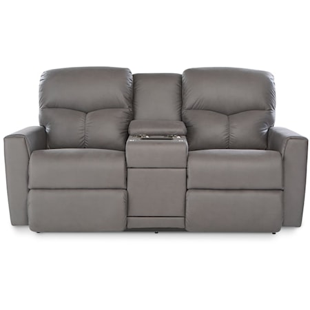 Casual Power Reclining Loveseat with Console, Power Headrest & Lumbar