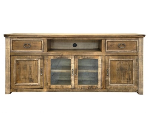 Rustic 80" TV Stand with 2 Drawers and 4 Doors