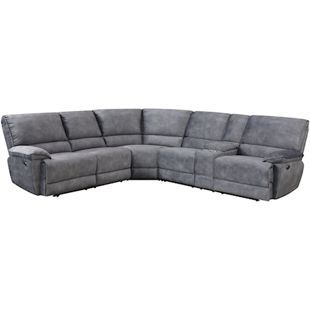 Casual 4-Seat Power Reclining Sectional Sofa with USB Ports and Cupholders