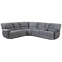 Casual 4-Seat Power Reclining Sectional Sofa with USB Ports and Cupholders