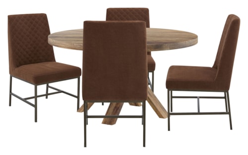 Contemporary 5-Piece Dining Set with Four Upholstered Side Chairs