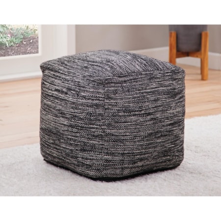 MARI DARK GREY HANDWOVEN POUF |