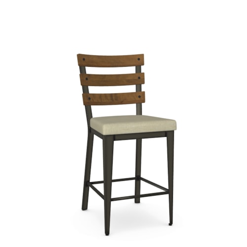Transitional Counter Height Stool with Upholstered Seat