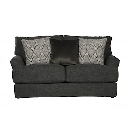 Transitional Loveseat with Plush Pillows Included