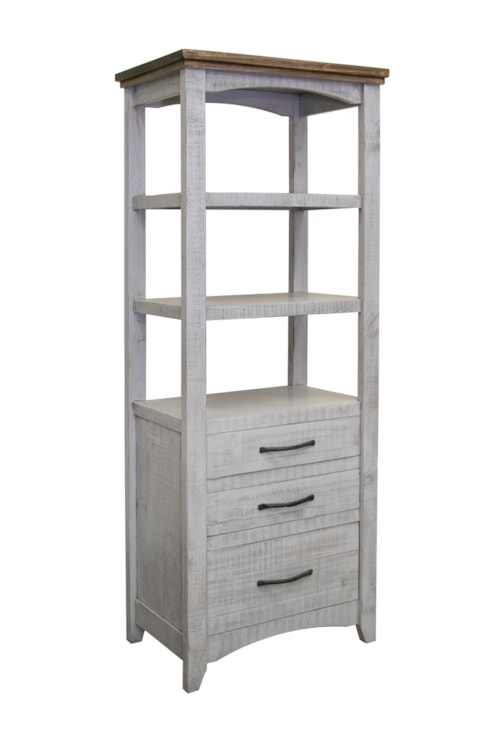 Farmhouse Solid Wood Bookcase with Drawers