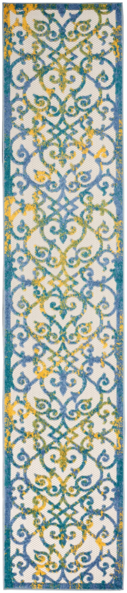 2'3" x 12' Ivory Blue Runner Rug