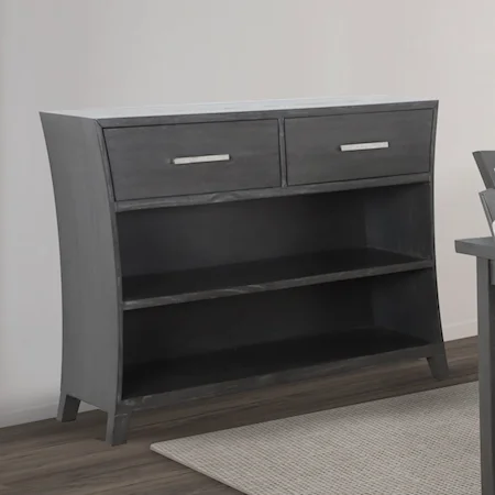 Transitional 2-Drawer Server with Shelving