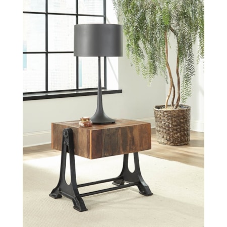 Apperson Trestle End Table Recycled Wood