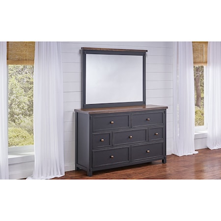 Dresser and Mirror Set