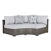 Signature Design Harbor Court Curved Loveseat with Cushion