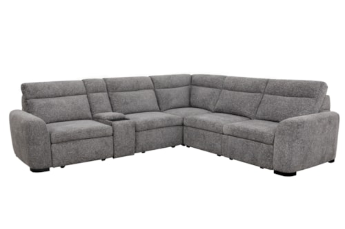 Casual 6-Piece Power Sliding Sectional With Extension Footrests