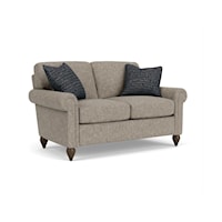 Transitional Loveseat with Rolled Arms