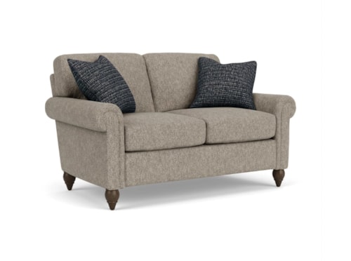 Transitional Loveseat with Rolled Arms