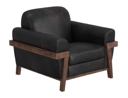Rustic Accent Chair with Retro Rolled Arms