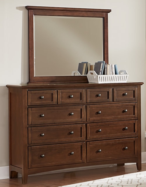 Transitional 8-Drawer Dresser and Landscape Mirror Set