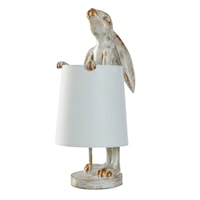 White-Washed Light Copper Rabbit Figurine Desk Lamp