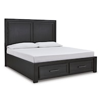 Contemporary California King Platform 2-Drawer Storage Bed