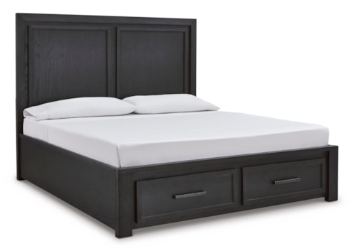 Contemporary California King Platform 2-Drawer Storage Bed