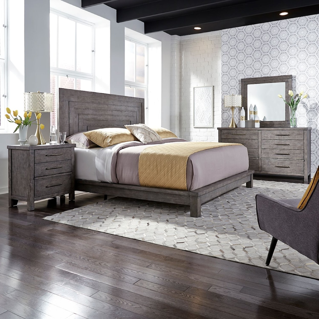 Liberty Furniture Modern Farmhouse 4-Piece California King Bedroom Set