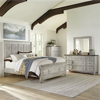 Farmhouse 4-Piece Decorative Queen Panel Bedroom Group with Bedroom Chest
