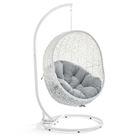 Coastal Outdoor Patio Sunbrella® Swing Chair With Stand - White/Gray