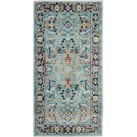 2' x 4' Teal/Multicolor Rectangle Rug