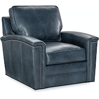 Transitional Swivel Accent Chair with Nailhead Trim