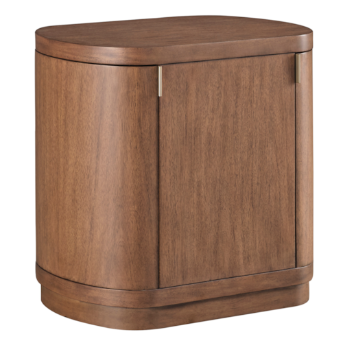 Contemporary 2-Door Oval End Table with Concealed Shelving