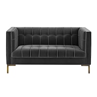 Isaac Transitional Velvet Loveseat - Gray