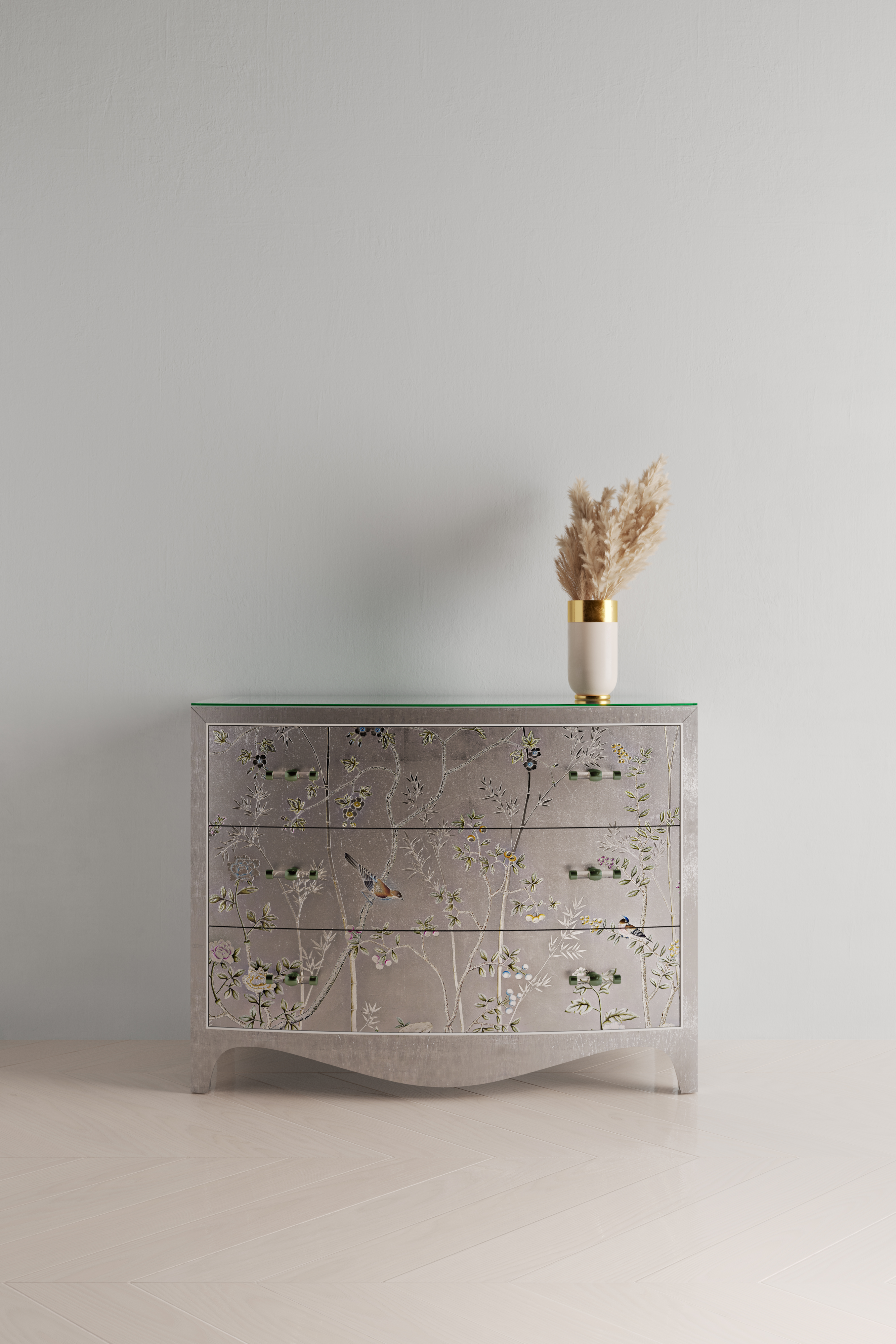 Jonathan Charles JC Modern Shimmering Moon Bow Front Chest