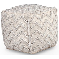 ZARI ZIGZAG CREAM HANDWOVEN POUF |