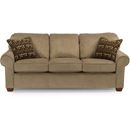 Contemporary 3-Seat Sofa with Rolled Arms