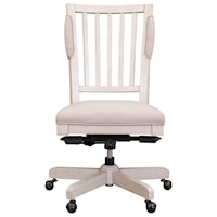 Farmhouse Office Chair with Casters and Slat Back
