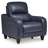 Leather Match Power Recliner with Adjustable Headrest