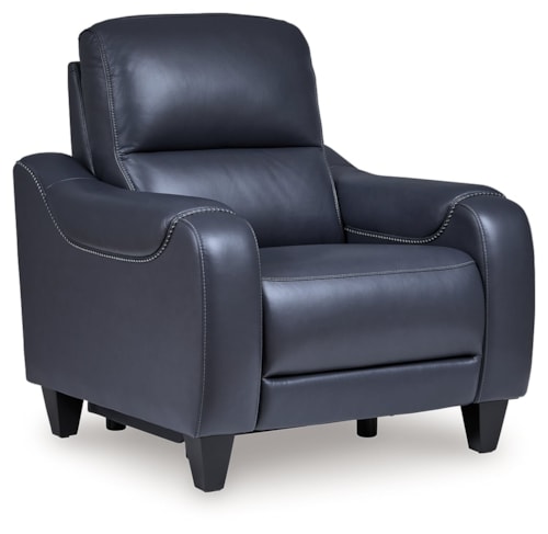 Leather Match Power Recliner with Adjustable Headrest