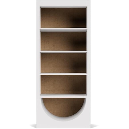 Contemporary 4-Shelf Bookcase with Split Rattan Back Panel