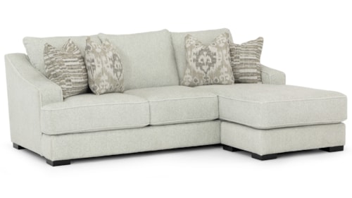 Transitional Chaise Sofa with Accent Pillows